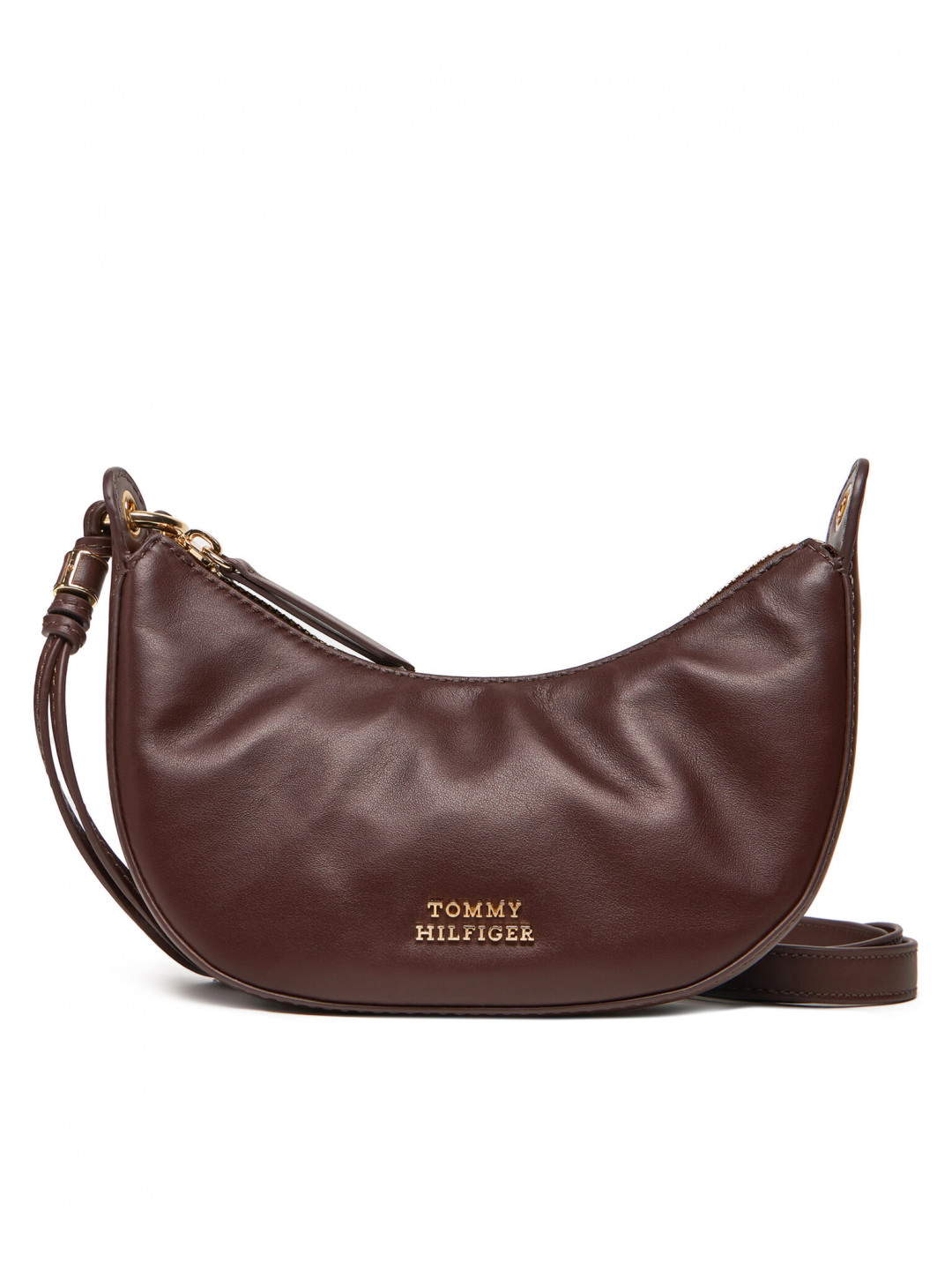 Tommy Hilfiger Kabelka Moon Leather Mini Crossover AW0AW17466 Hnědá